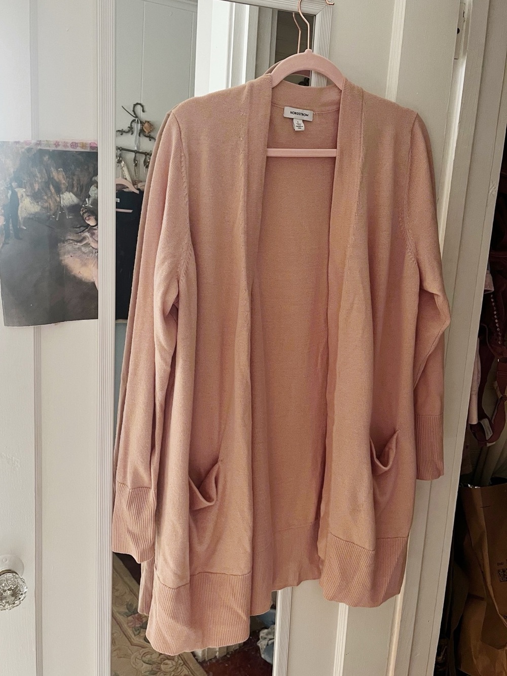 Nordstrom Blush Merino Blend Duster Cardigan Sweater